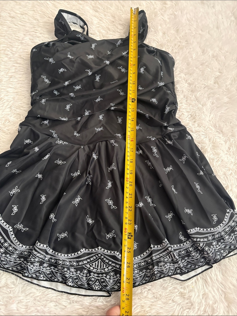 NEW American Trends Black And White Floral Cross Over Front One Piece Swim Dress - Picture 13 of 16